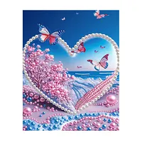 Pink Heart Sea Butterfly - Pearls Painting
