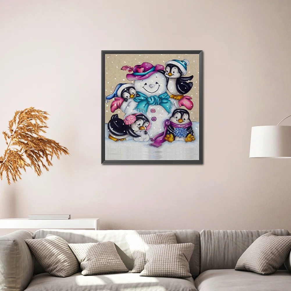 Diamond Painting - Full Round Drill - Snowman Penguin(40*45cm)
