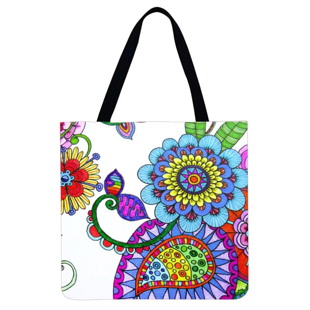 Linen print tote bag