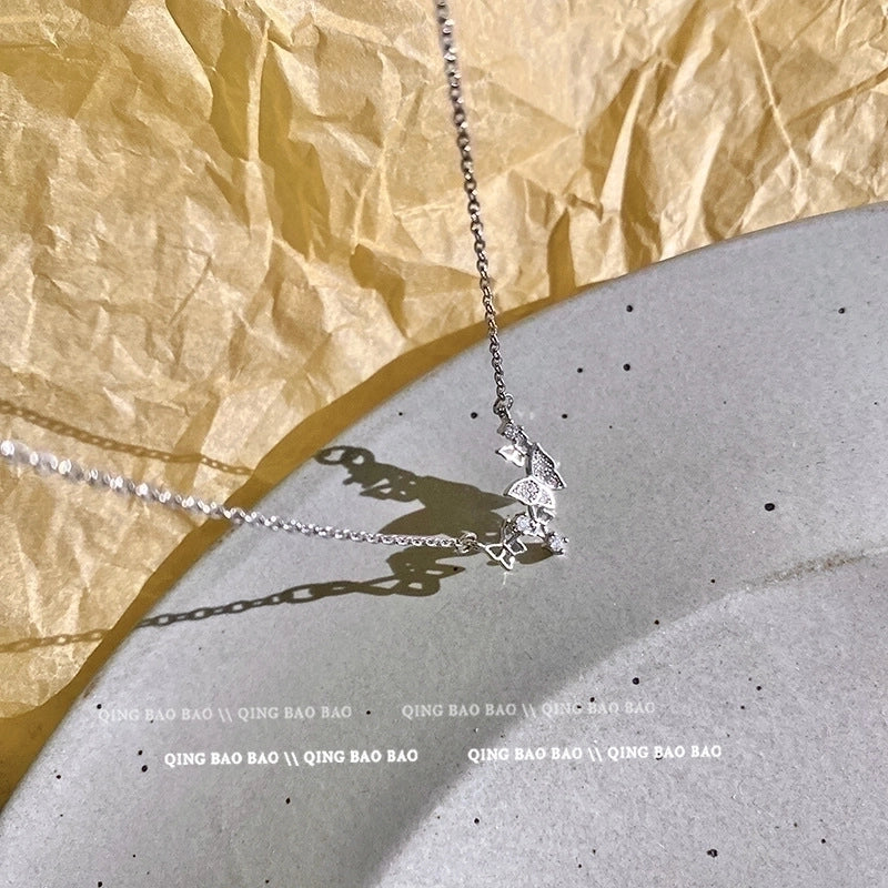 Elegant Lady Geometric Heart Shape Bow Knot Titanium Steel Copper Plating Inlay Zircon Pendant Necklace