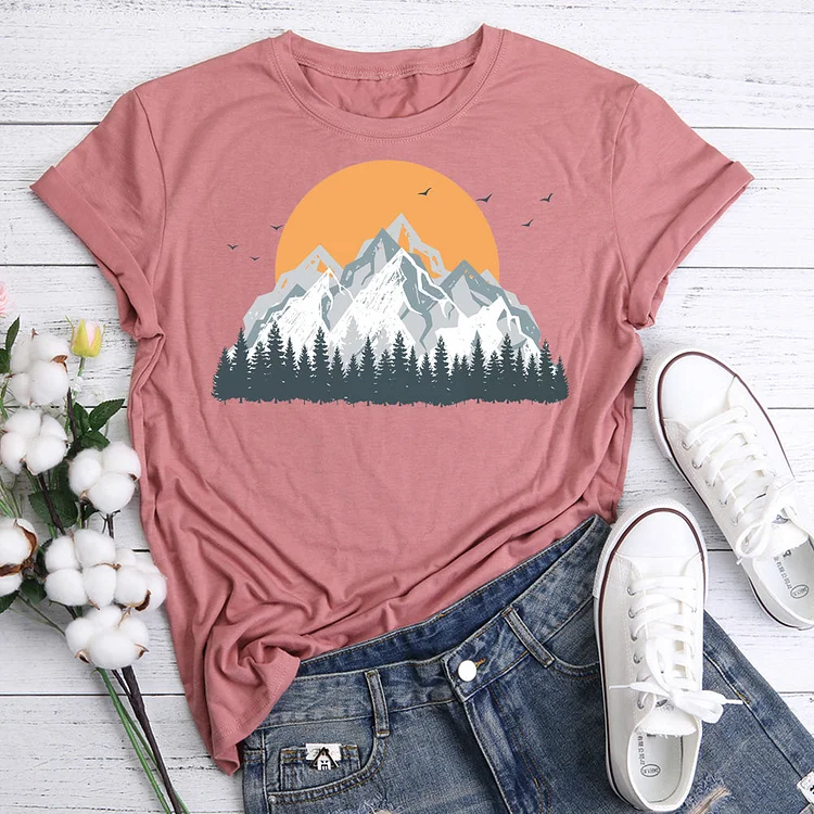 Mountain and sunset T-Shirt Tee -06268-Annaletters
