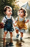 [Multi-Style]Couple-Peinture Diamant Ronde Compl&egrave;te-30*40CM