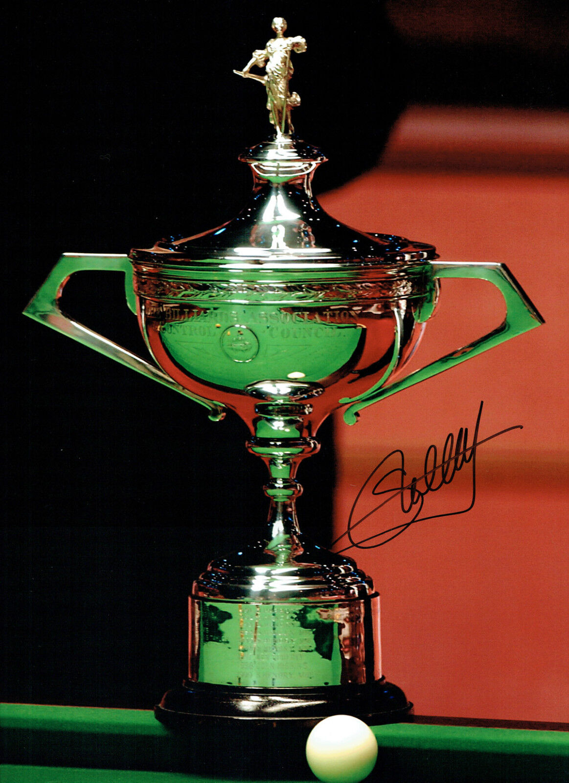 Stephen HENDRY Signed Autograph 16x12 World SNOOKER Trophy Photo Poster painting AFTAL COA