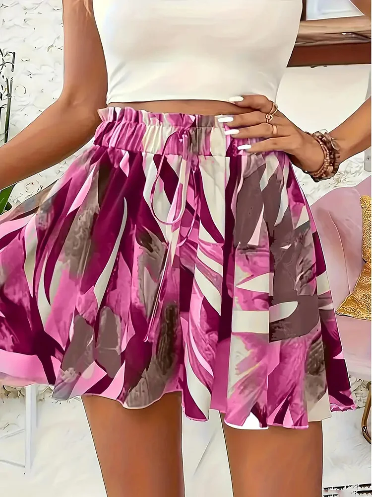 Women's Vacation All Over Print Elastic Waist Shorts