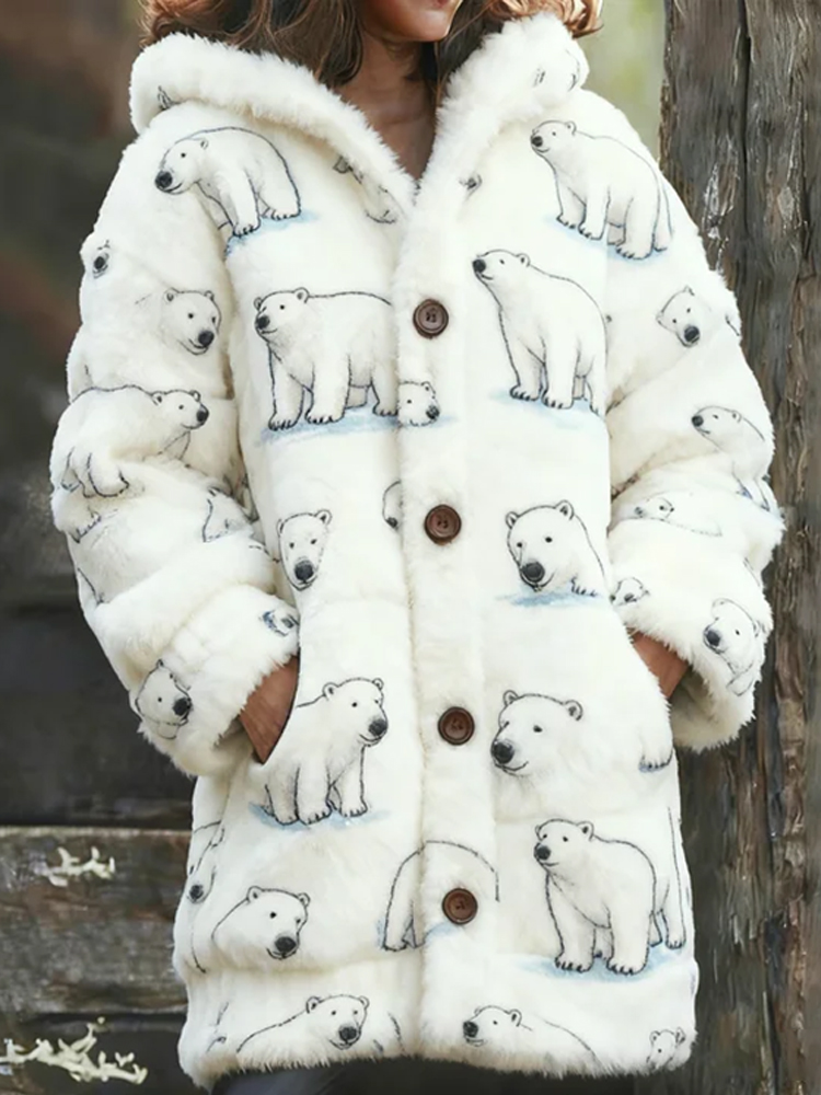 Arctic Bear With Bow Tie Fleece Crew Neck Sweatshirt elevenforest