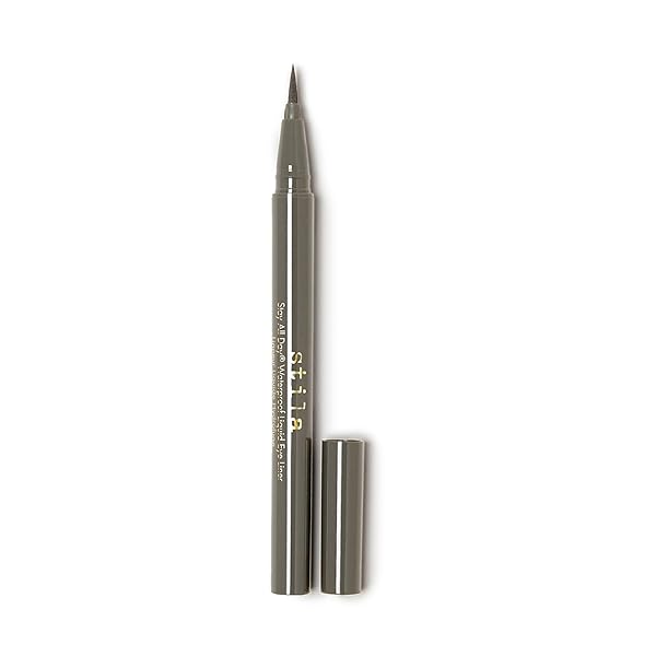 stila Waterproof Liquid Eye Liner, Stay All Day Makeup with Fine Brush Tip Lasting Satin Finish, Smudge-Proof & Transfer-Resistant Regular - Intense black 1 Count (Pack of 1)