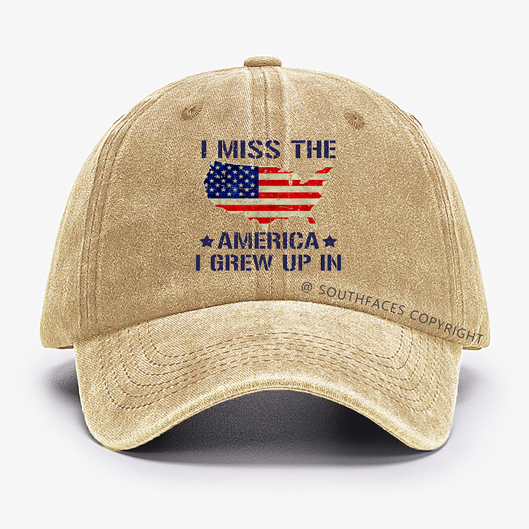 I Miss The America I Grew Up In USA Flag Print Hat