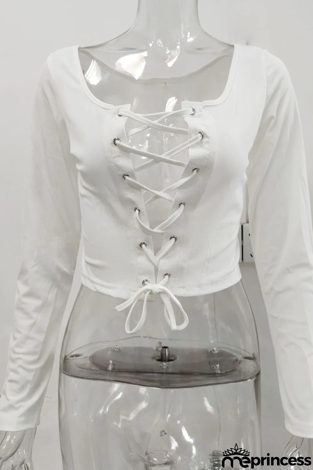 Black Sexy Solid Bandage Hollowed Out Split Joint U Neck Tops