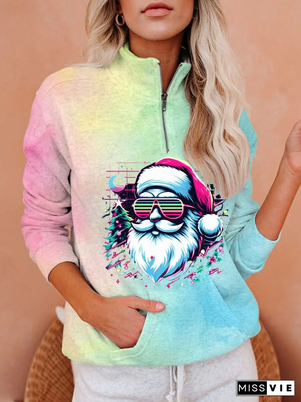 Women's Santa Claus Print Christmas Sweatshirt