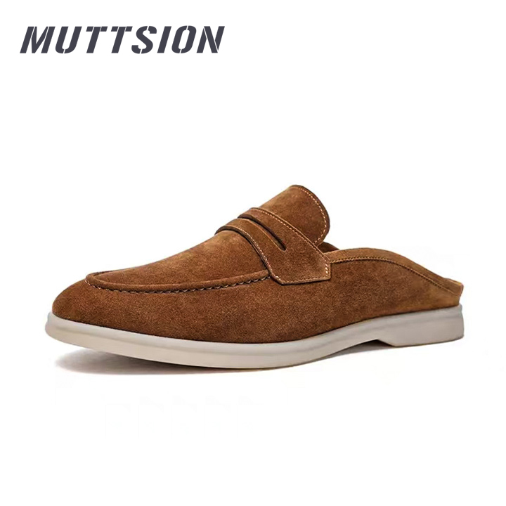 MUTTSION Italian High Luxury Cowhide Casual Half slipper Genuine Leather Shoes