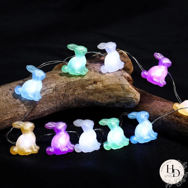 Led Bunny Easter Lights String Eggs Festival Atmosphere Decorative Lights Indoor and Outdoor Festival Background Decorative Lights