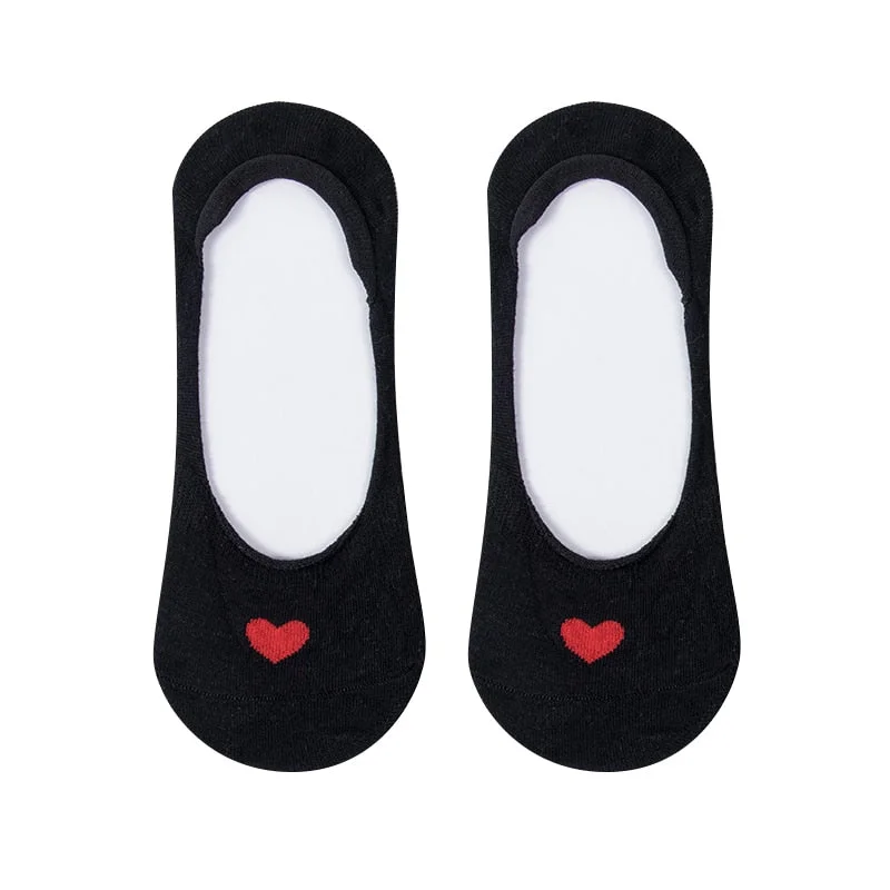 1 Pair Ankle Socks Women Cotton No Show Non-slip Short Boat Invisible Soft Heart Autumn Kawaii Indoor Sock Slippers