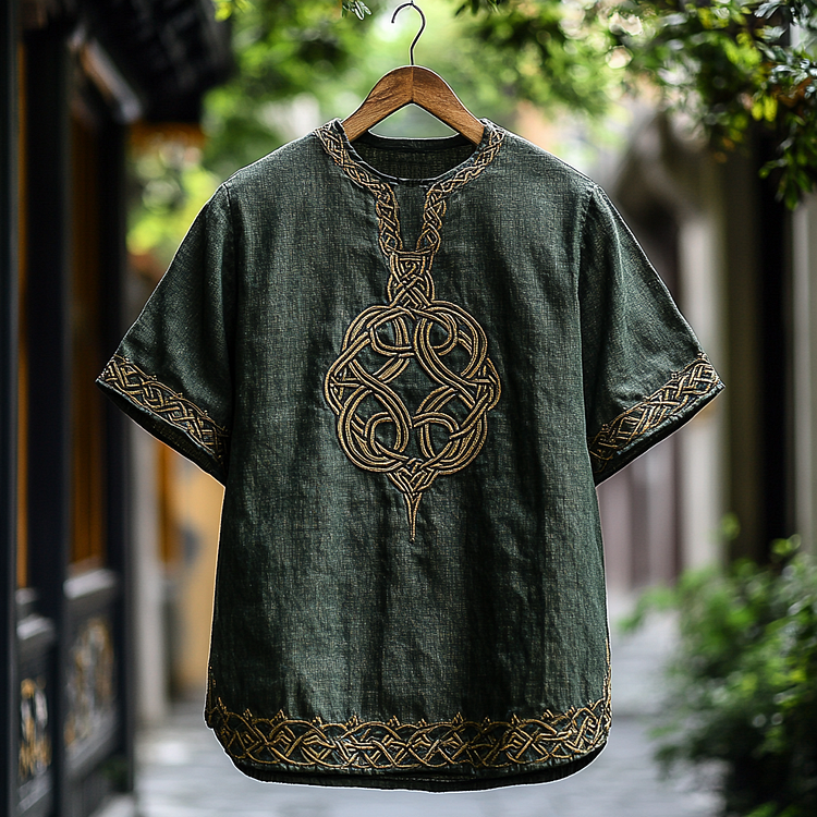 Men's Viking Celtic Knot Art Linen T-shirt