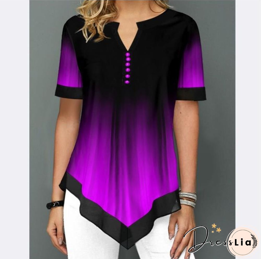 Shirt Blouse Fashion Large Size Tops Women Casual V Neck Shirt Ladies Loose Floral Print Tunic Shirt