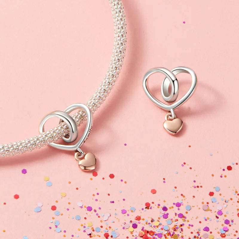 1 Piece 12 * 15mm Hole 4~4.9mm 925 Sterling Silver Heart Shape Polished Pendant Jewelry Accessories