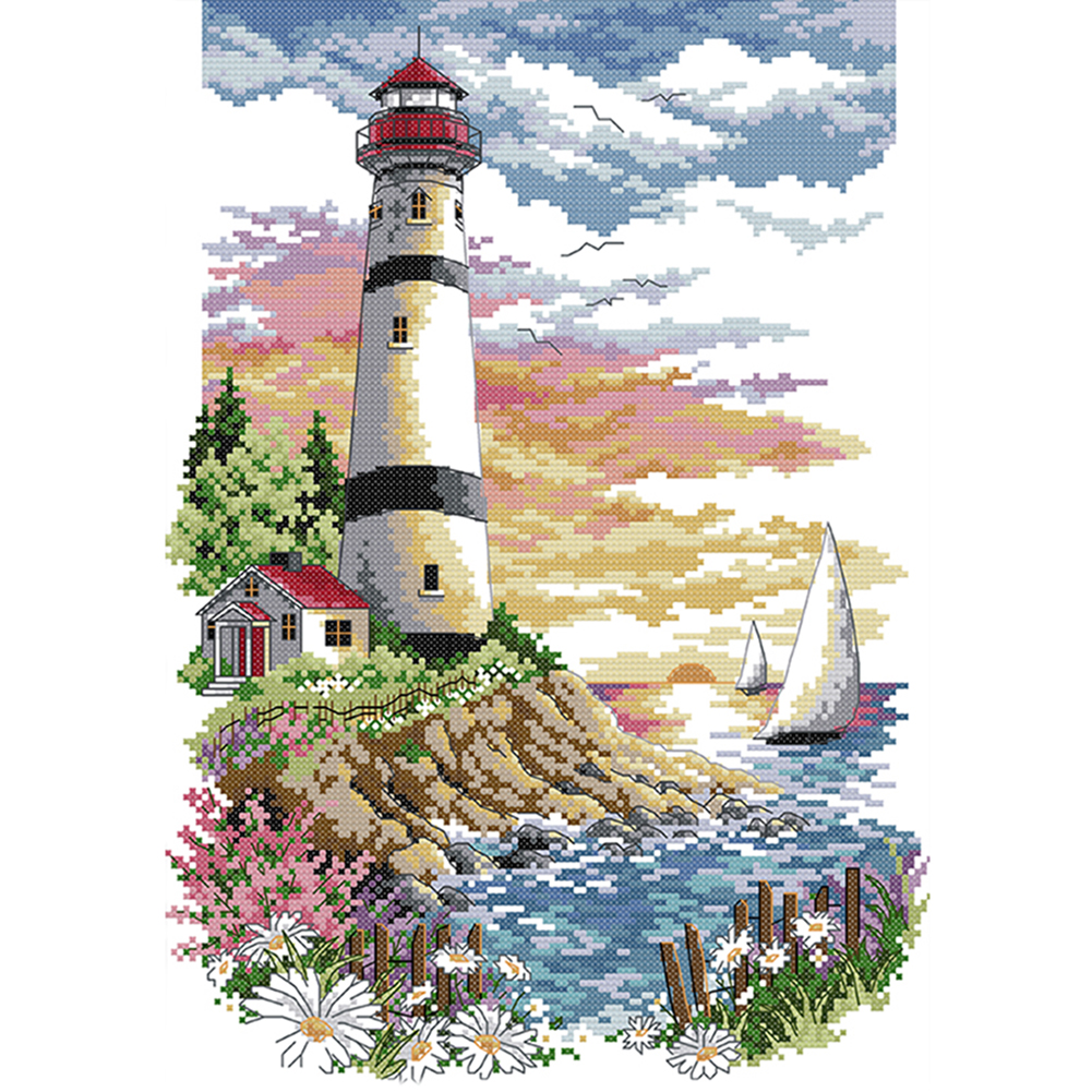 

Lighthouse - 11CT Stamped Cross Stitch - 38*51CM, 501 Original