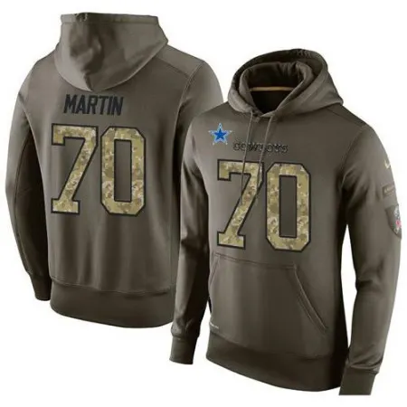 NFL Men's  Dallas Cowboys #70 Zack Martin Stitched Green Olive Salute To Service KO Performance Hoodie