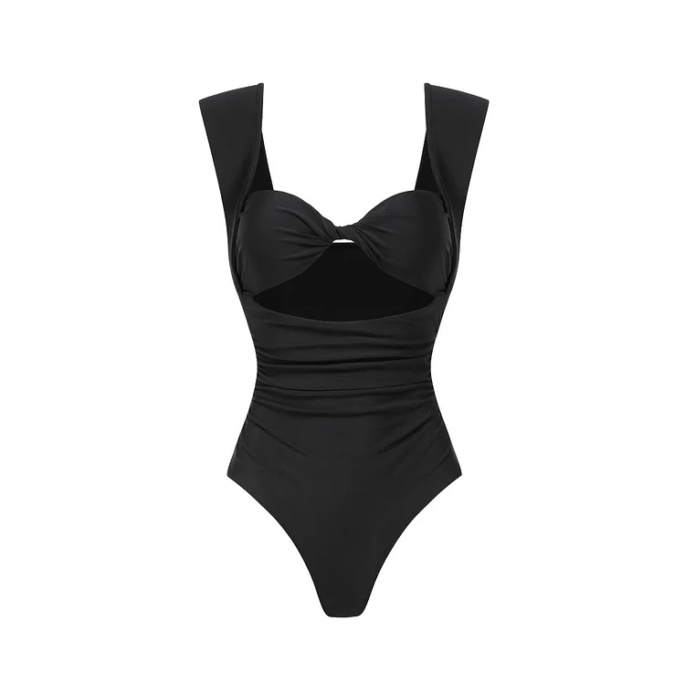 Cutout Solid color One Piece Swimsuit