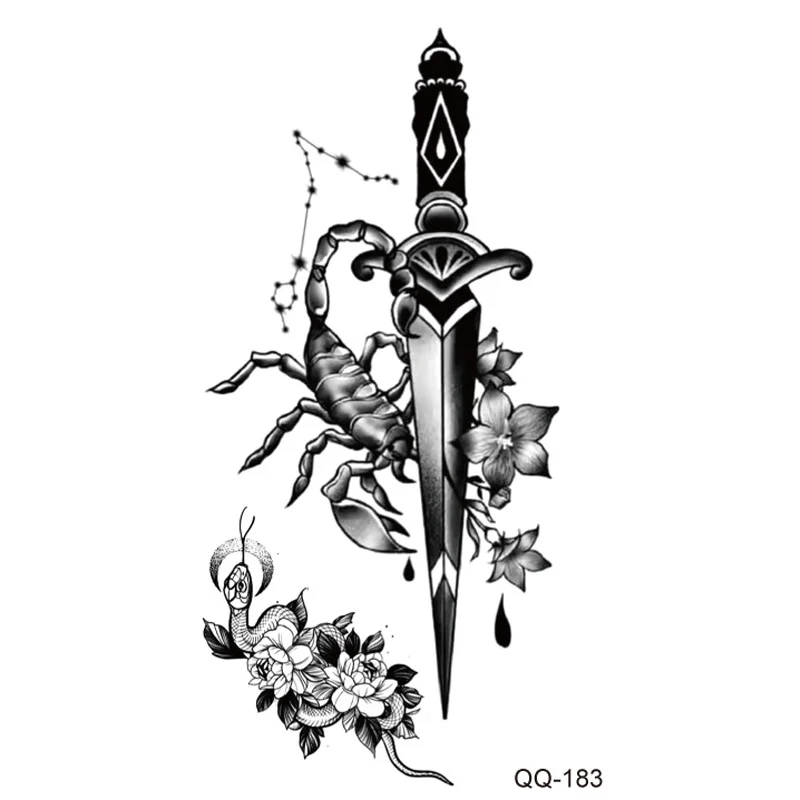 Sdrawing Rose Temporary Tattoo Sticker Flower Feather Elephant Body Clavicle Ankle Legs Arm Art Fake Tatto Party Bikini Tatoos