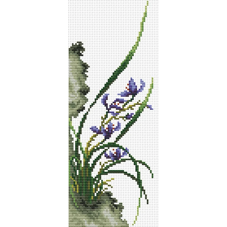 Flowers Orchid 11CT Printed Cross Stitch Kits (20*40CM) fgoby