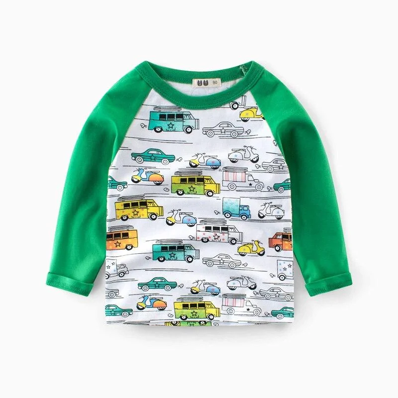 Boys T-shirts Fashion Cartoon Cars Tees Girls Long Sleeve Tops Autumn Winter Kids Cotton Sweatshirt Children Sport T Shirts