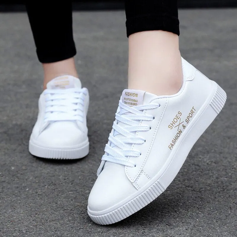 2021 Spring Leather Red Black White Sneakers Women Vulcanized Flats Sport Shoes Woman Footwear Tenis basket femme Big Size 36-46