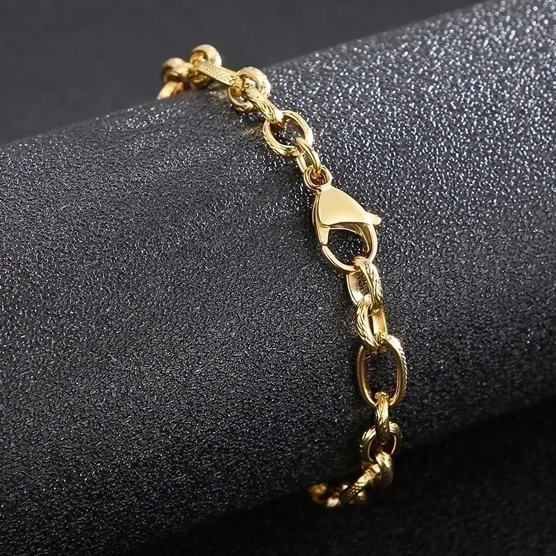 Stainless Steel 18K Gold Plated Basic Minimalist Solid Color Bracelets