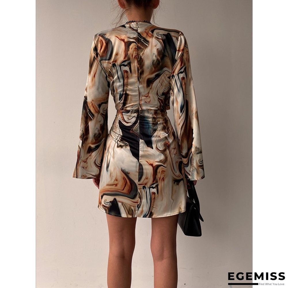 Light Temperament Women's V-neck Irregular Skirt Dress | EGEMISS