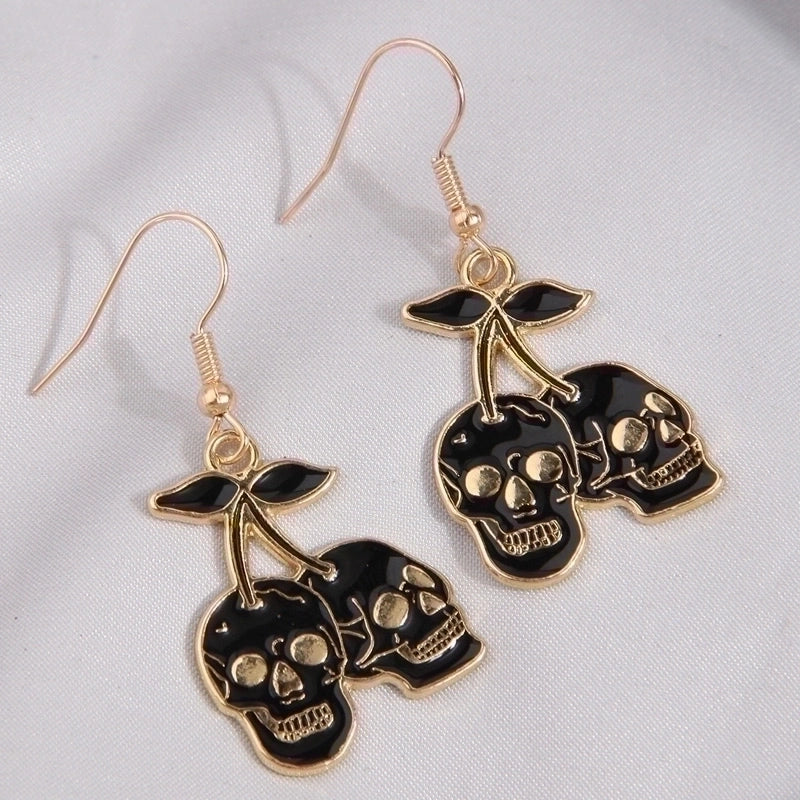 1 Pair Cartoon Style Funny Skull Alloy Drop Earrings