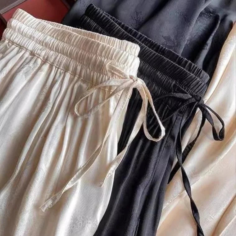 Uveng Uveng Goods Spring And Autumn Loose Casual Straight Trousers Women's 2024 New Broad-Legged Pants Feel A Pure Color Trousers