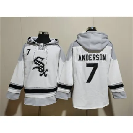 Men's Chicago White Sox #7 Tim Anderson White Ageless Must-Have Lace-Up Pullover Hoodie