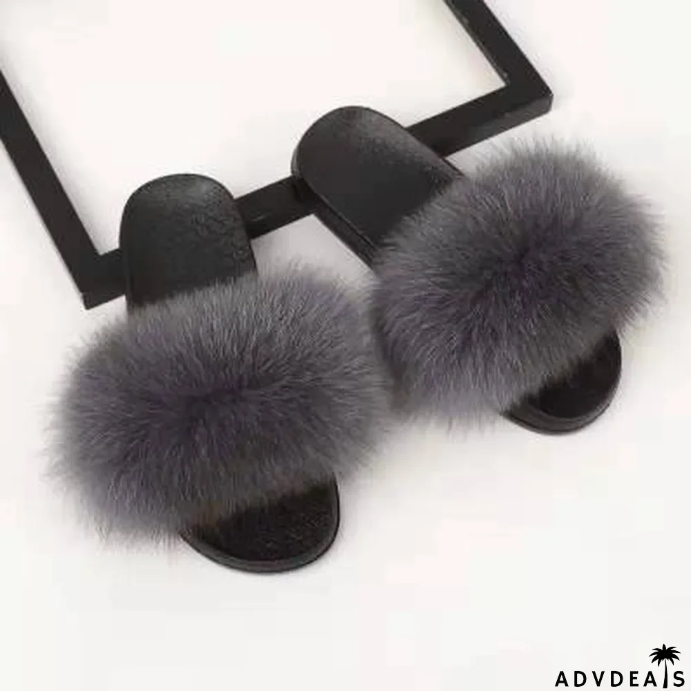 Furry Slippers Flat Half-drag Slippers