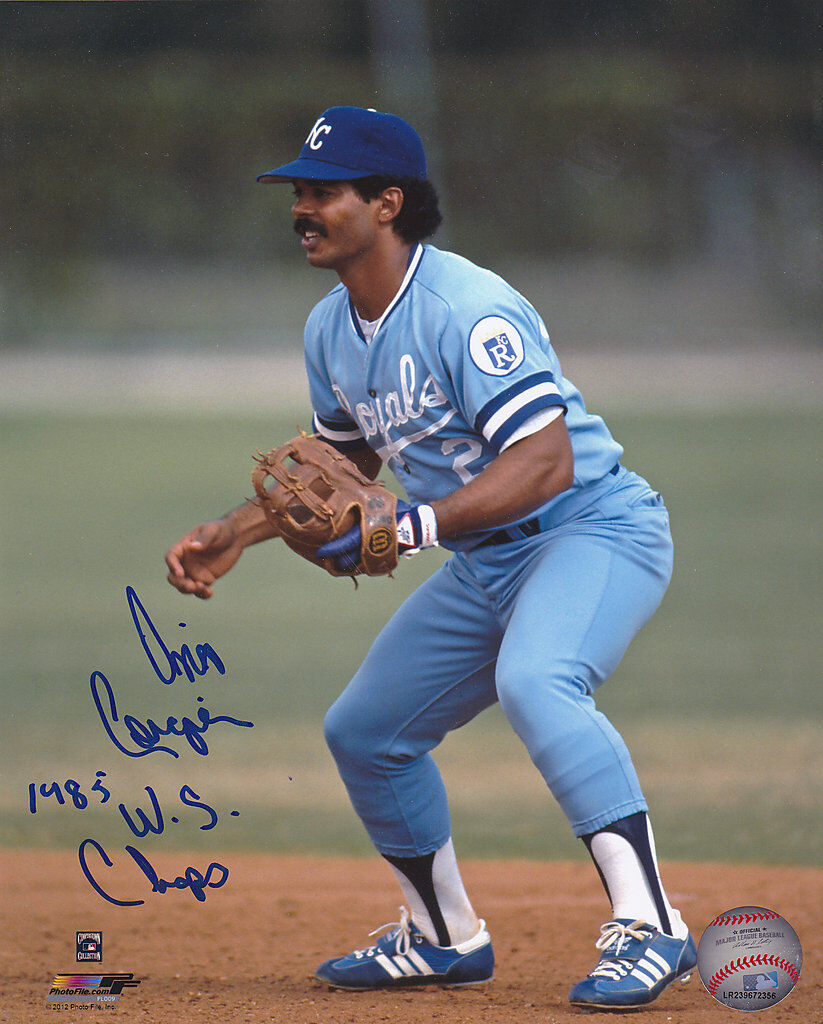 ONIX CONCEPCION KANSAS CITY ROYALS 1985 WS CHAMPS COLOR ACTION SIGNED 8x10