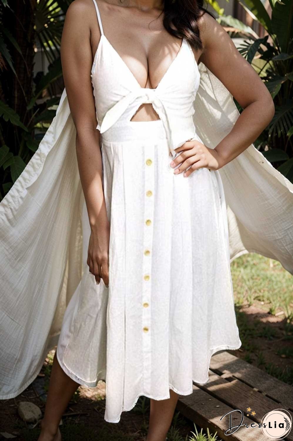 floral v neck tie spaghetti strap beach midi dress