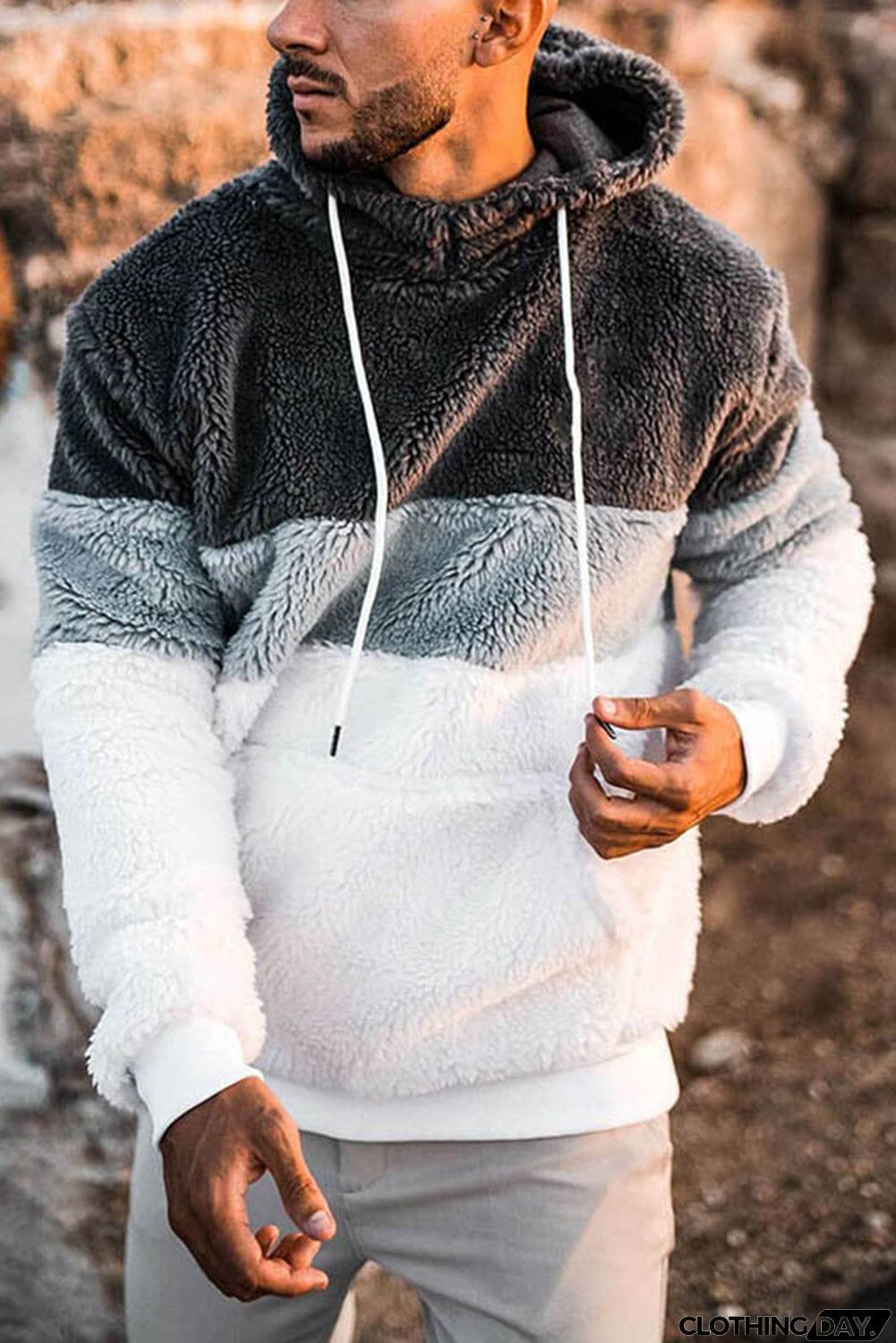 Colorblock Sherpa Men's Hoodie