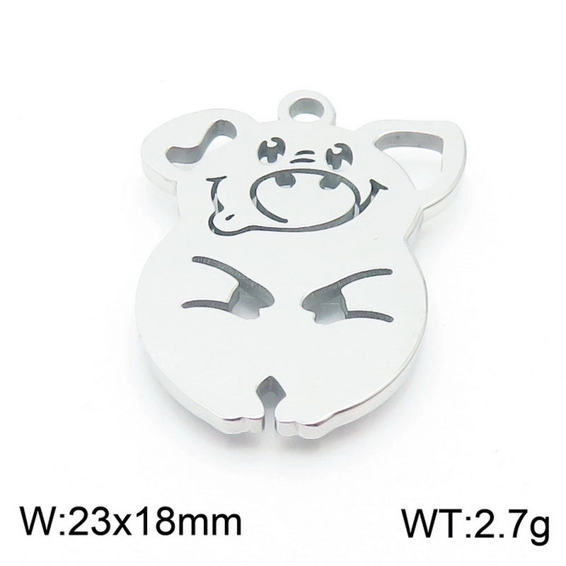 10 Pieces Stainless Steel Zircon 18K Gold Plated Animal