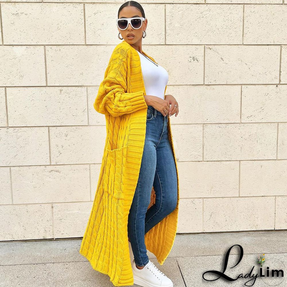 Women Winter Long Sleeve Plush Long Sweater Jacket