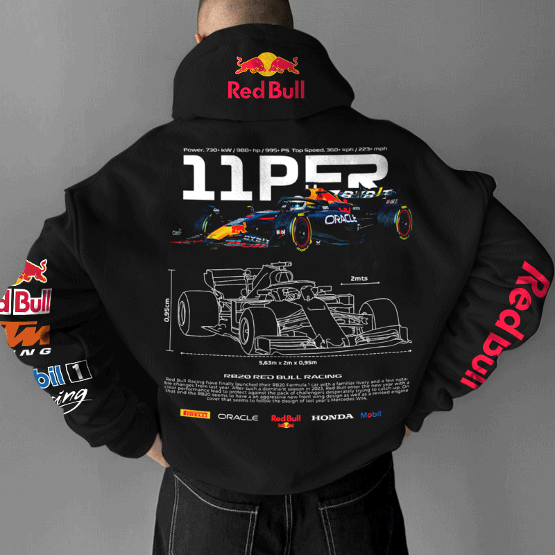 Men's Car Racing Event Print Sports Black Hoodie / TECHWEAR CLUB / Techwear