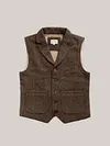 Men's Retro Lapel Gilet Suit Tweed Waistcoat Herringbone Vest