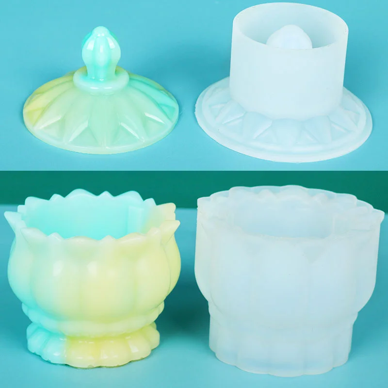 Crystal Glass Jar with Lid Storage Box silicone Casting Resin Mold