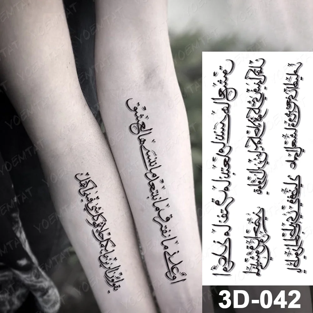 Handwriting Font Waterproof Temporary Tattoo Sticker Text Word Chicano Lettering Body Art Arm Wrist Fake Tatoo For Women Men
