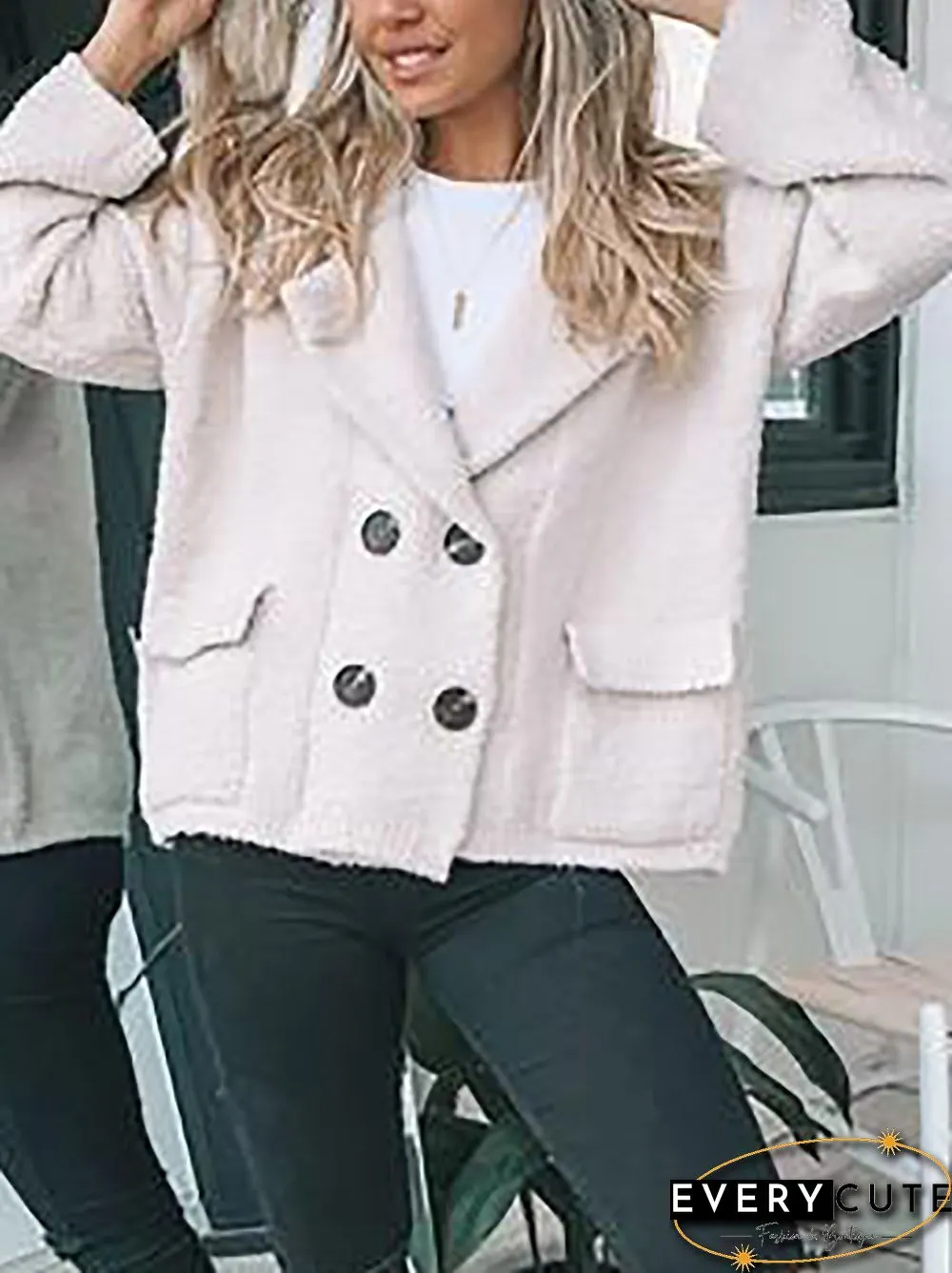 Casual plain autumn polyester daily statement long sleeve loose shawl collar jacket womens