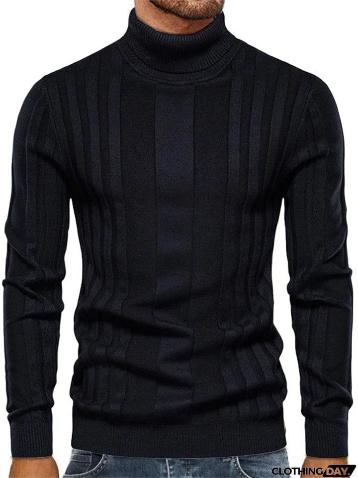 Casual Style High Collar Bottoming Shirt Men Knitted Tops