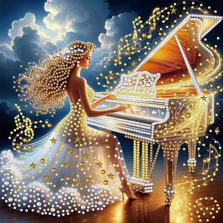 Beautiful Woman Playing Piano 30*30cm (Canvas) Special Shaped Drill Diamond Painting gbfke