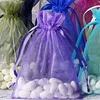 10 Pack | 5"x7" Fuchsia Organza Drawstring Wedding Party Favor Gift Bags