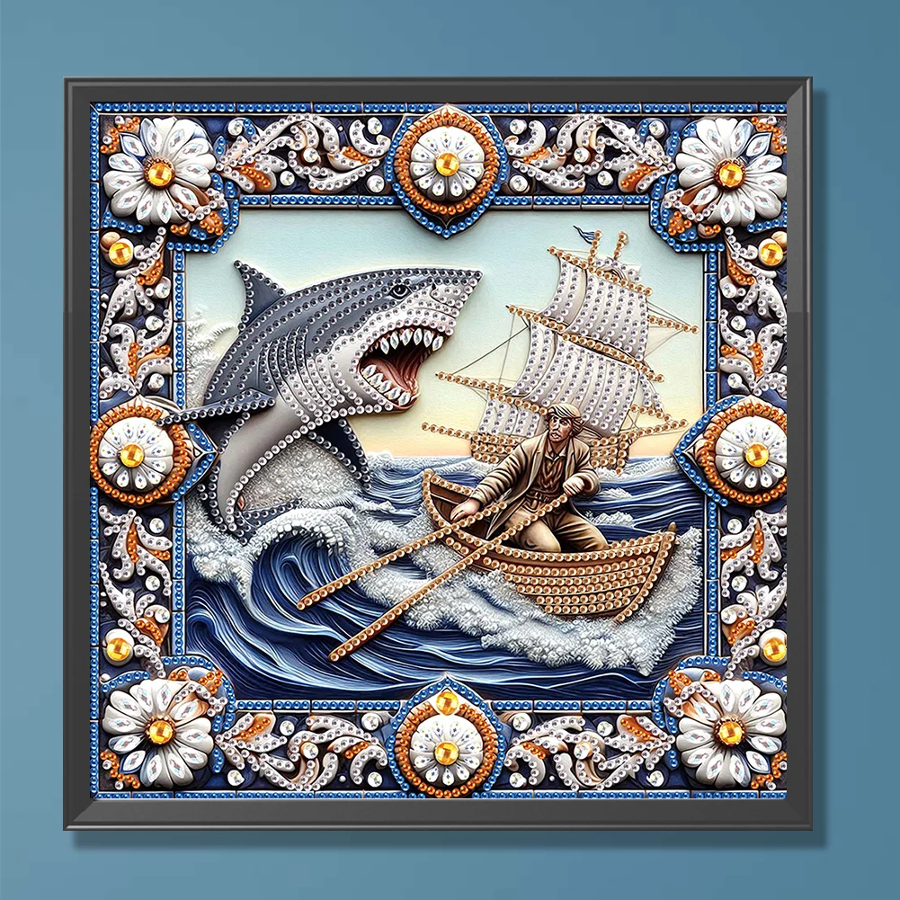 Diamond Painting - Partial Special Shaped Drill - Shark(Canvas|30*30cm)