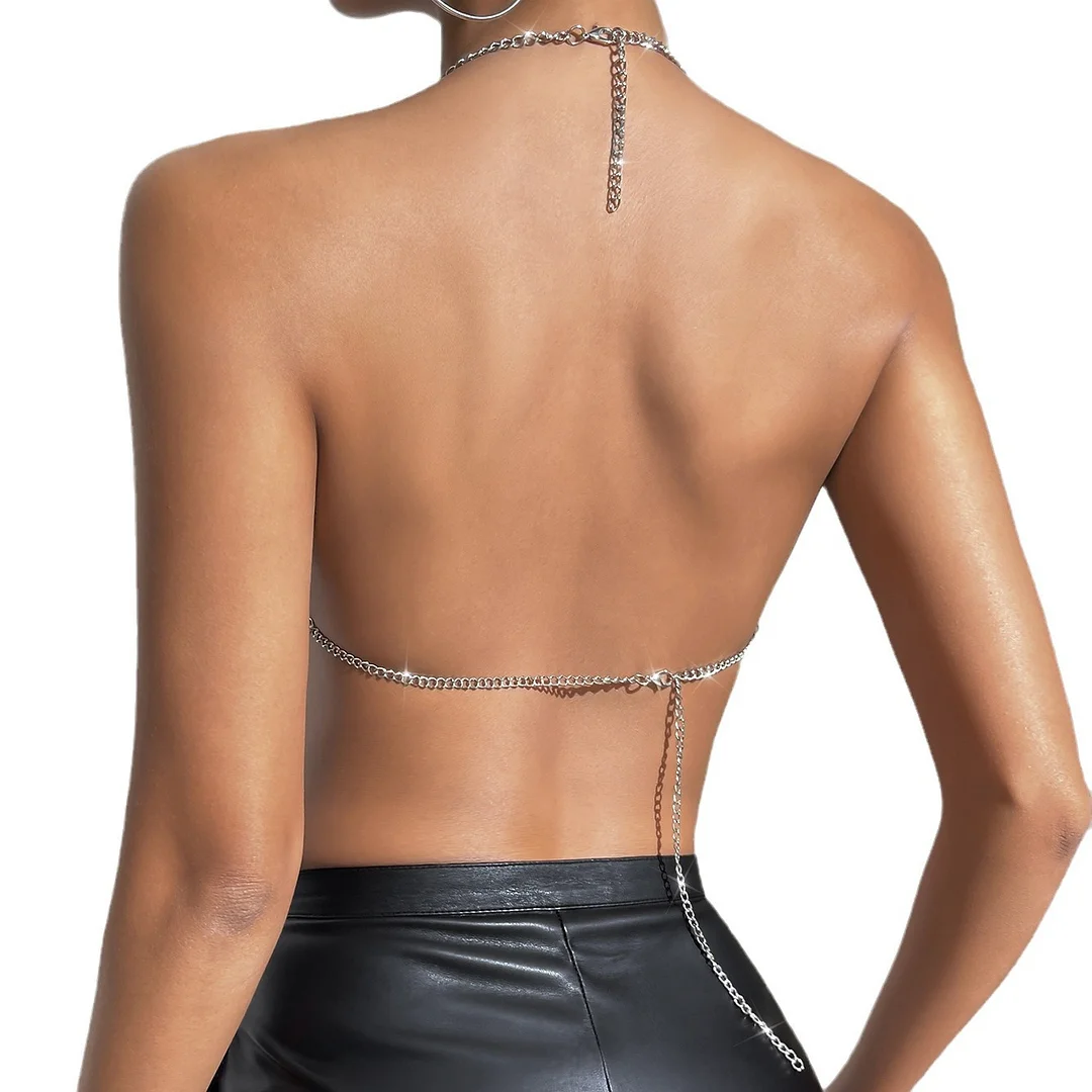 Uveng Uveng New Ins Outlet Nightclub Sexy Sequins Show Back Chain Women's Vest Y20470