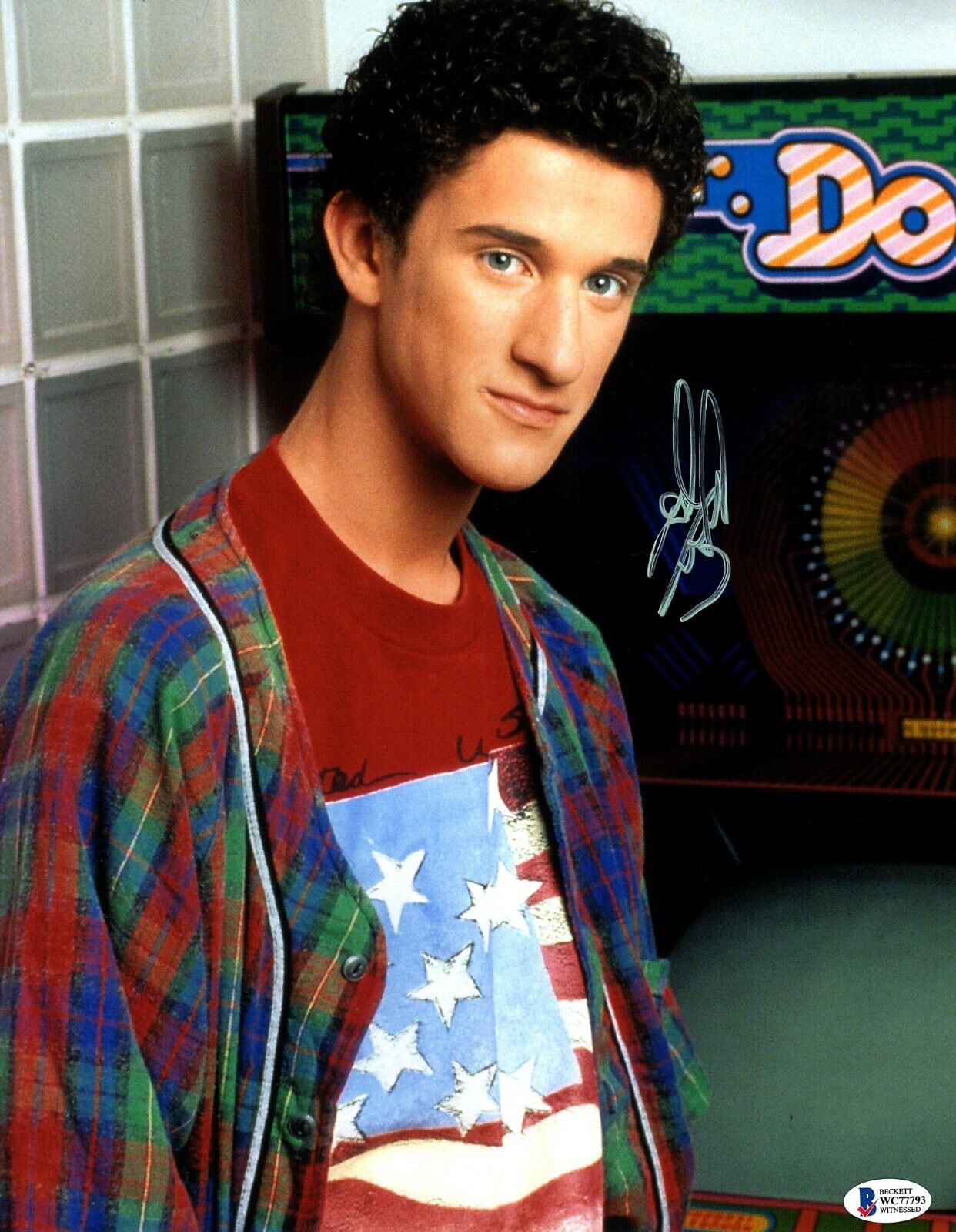 DUSTIN DIAMOND Signed SAVED BY THE BELL Screech 11x14 Photo Poster painting Beckett BAS Witness