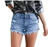 Ladies Casual Ripped Finged Shorts Jeans