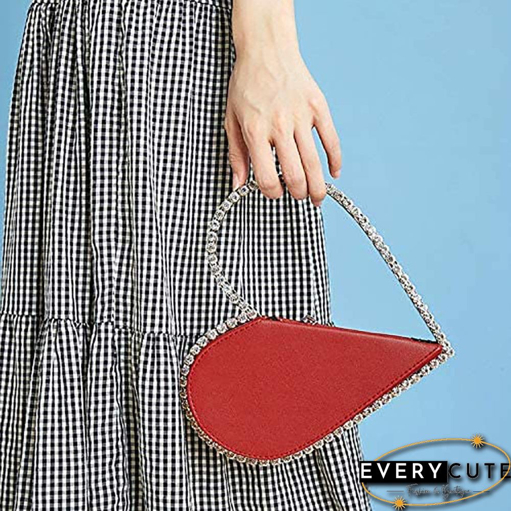 Red Heart Shaped Party Evening Clutch Bags with Crystal